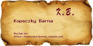 Kopeczky Barna névjegykártya